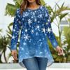 Women's Fashion Large Size Round Neck Long Sleeve Casual Christmas Print Loose Pullover Top