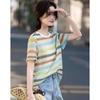 De Mana Women's Cloud Cotton Striped Short-Sleeve T-Shirt