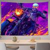 VIKAMA Skeleton Motorcycle Tapestry Cyberpunk Style Living Room Bedroom Game Room Wall Hanging Home Decoration