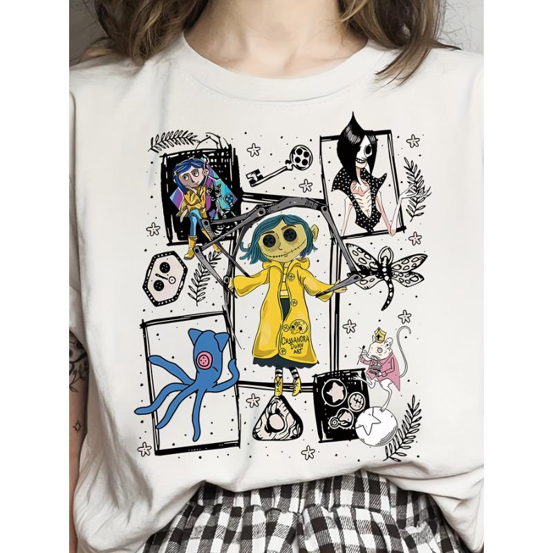 Women's Casual Round Neck Portrait Printed Polyester Fiber T-Shirt Fashion Street Oversized Short-Sleeved Summer Ladies Clothing