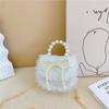 2025 new girls pearl handbag cartoon cute bow princess shoulder bag lace small satchel
