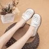 Fashion Genuine Leather Soft Sole Shallow Mouth Women's Shoes Hollow Out Breathable Casual Sneakers Comfort Women Flat Single Shoes