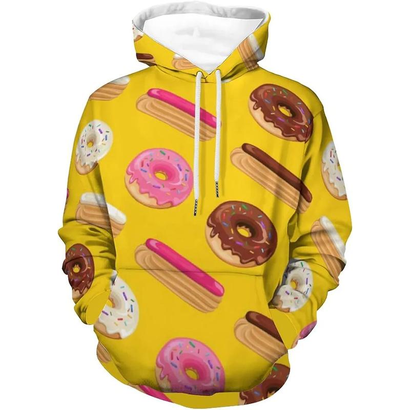 2024 Fashion New Autumn Donut 3D Printed Hooded Sweatshirt men's Casual Loose Fitting Pullover Sportswear Sweatshirt For Men