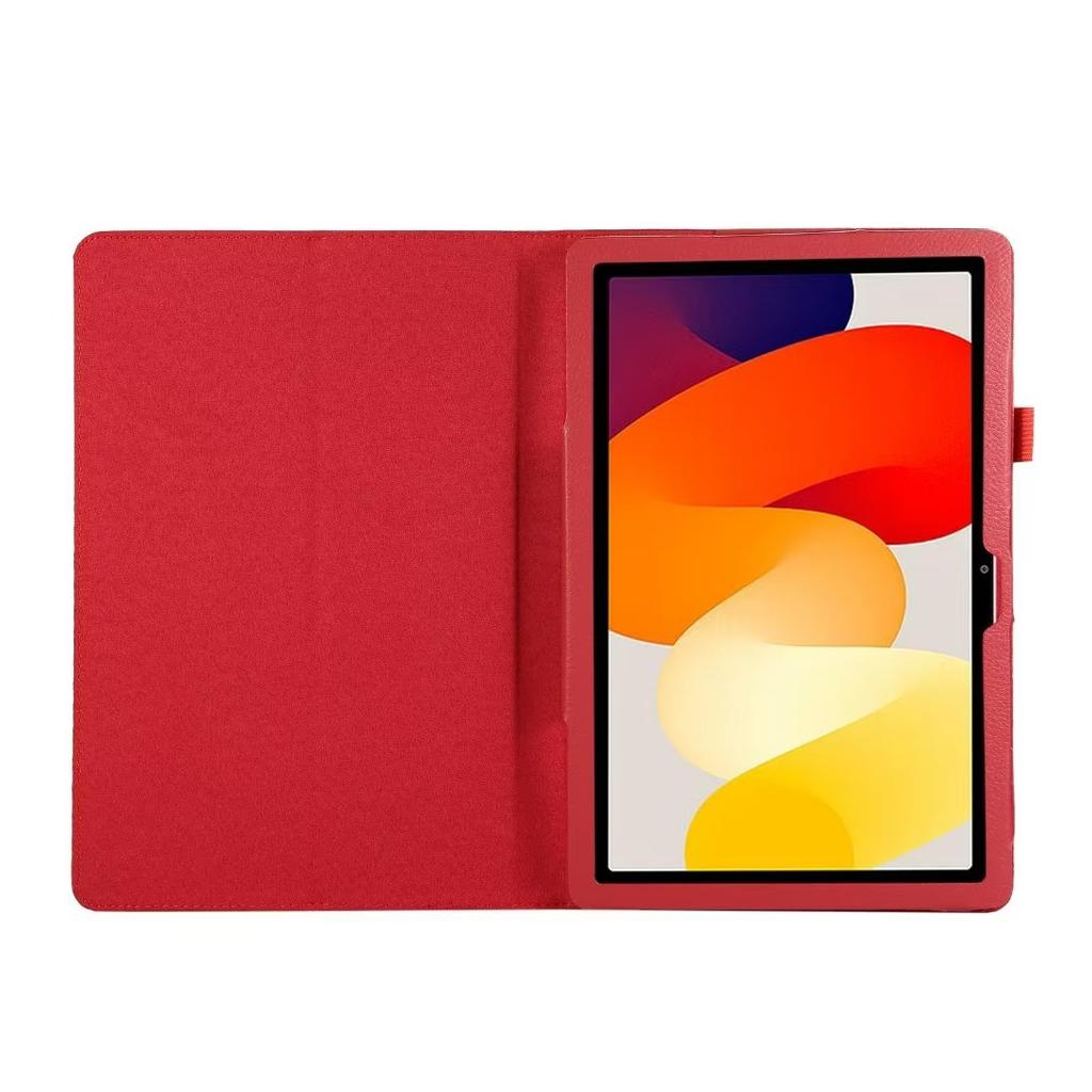Suitable for Redmi Pad SE 11-inch Flat Leather Case, Solid Color Lychee Pattern Two-fold Bracket Anti-drop Protective Cover