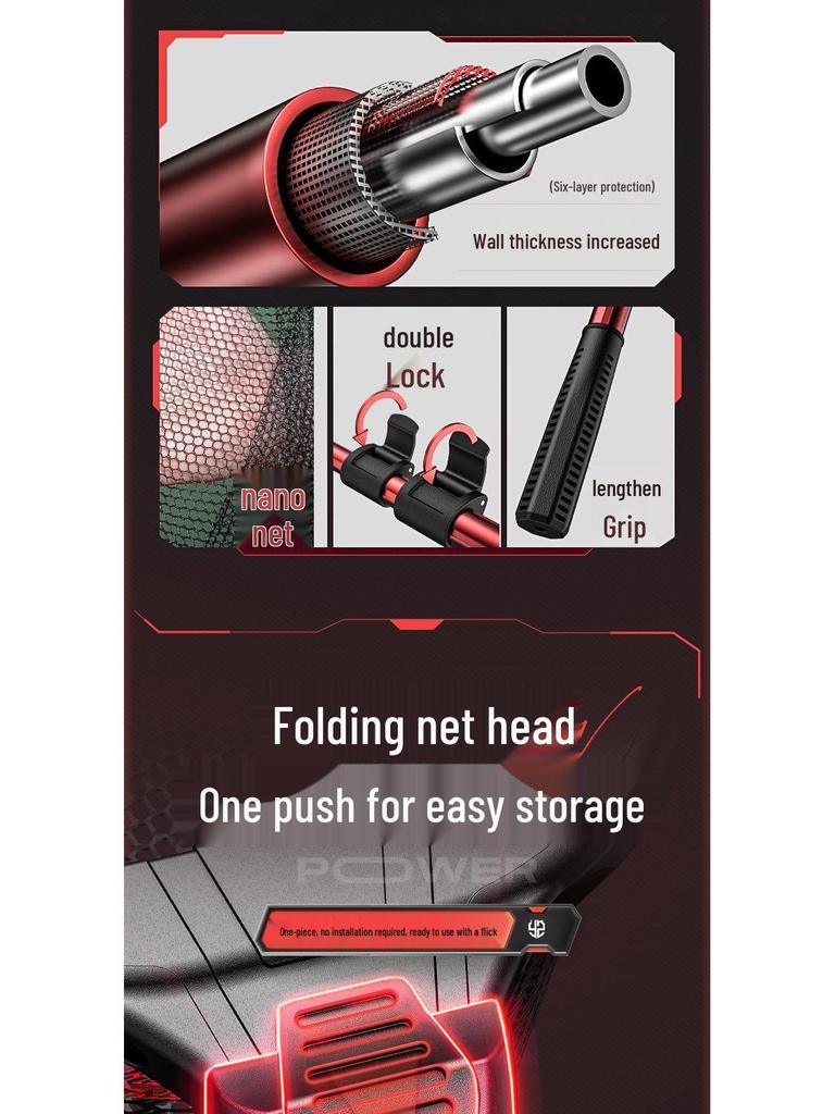 Camper Portable Telescopic Folding Landing Net with Bag for Big Fish