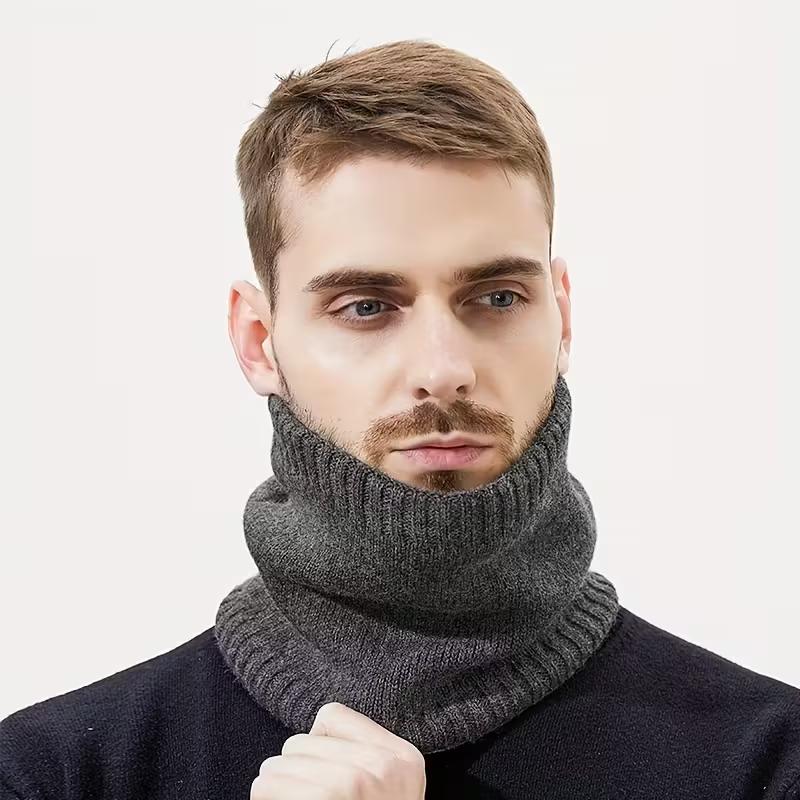 

Зимний уличный термошарф - Утепленный флисовый бафф для шеи, Мягкий однотонный, простого переплетения, Теплый и стильный для пеших прогулок, езды на велосипеде, катания на лыжах темно серый
