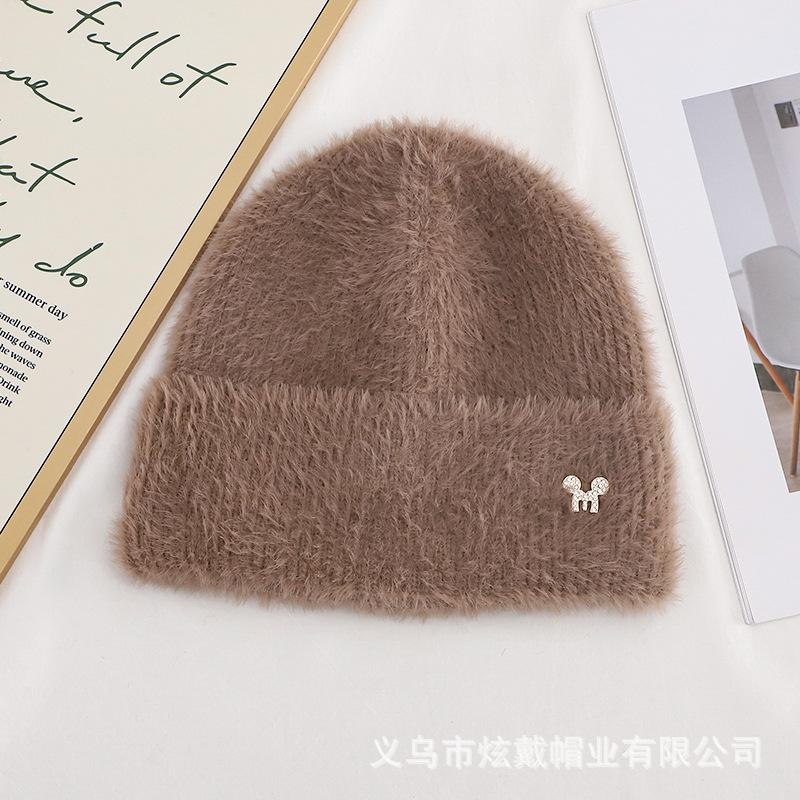 2024 autumn and winter hats women's plush new knitted hats versatile warm ear protectors thickened fashion wool hats