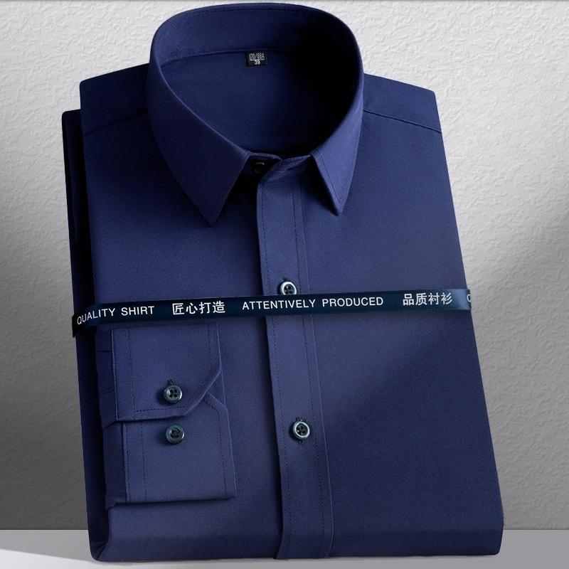 

New Men s Shirts Long Sleeve Dress Shirts For Men Slim Fit Social Business Blouse White Blue Office Shirt Men Clothing 38