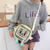 Y2K Cute Cartoon Cat Ita Shoulder Bags Mini Women Casual Crossbody Bag Kawaii Girls Transparent Pocket DIY Display Nylon Handbag