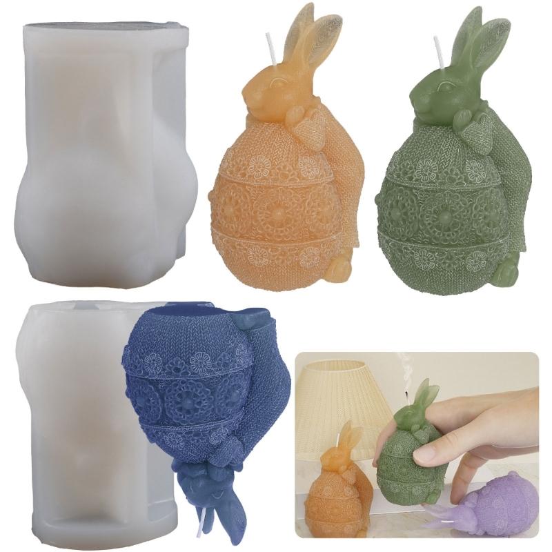 Candle Mold Aromatherapy Candle Mold 3D Bouncing Rabbit Plaster Epoxy Mold for DIY Crafts Soap Present Candle Making