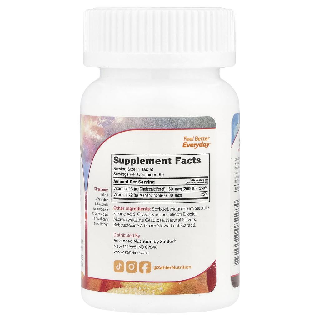 Junior D3 & K2, Pfirsich Aprikose, Kaubar 90 Tabletten