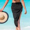 Solid Color Side Lace-up Cover Up Skirt See-through Chiffon Wrap Scarf Skirt