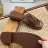 Outer Slippers Summer New Square Toe Open Toe Cross Slim Strap Simple Versatile Soft Sole Low Heel Sandals