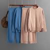 Fashion Suit Women's Autumn and Winter New Casual Solid Color Loose Knitted Semi-turtleneck Sweater Two-piece Set