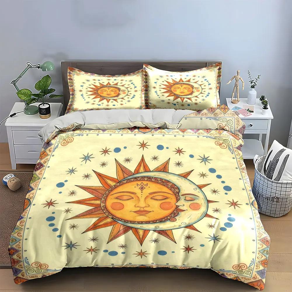 Sun and Moon Tapestry Set Soft Comfortable Duvet Cover Bedding Set Included 1*Duvet Cover & 2*Pillowcases gift
