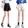 Skinny Versatile Denim Shorts Female Summer Thin Section of High-waisted Double-button Broken Holes Thin Versatile A Word Ultra-short Wide-leg Pants
