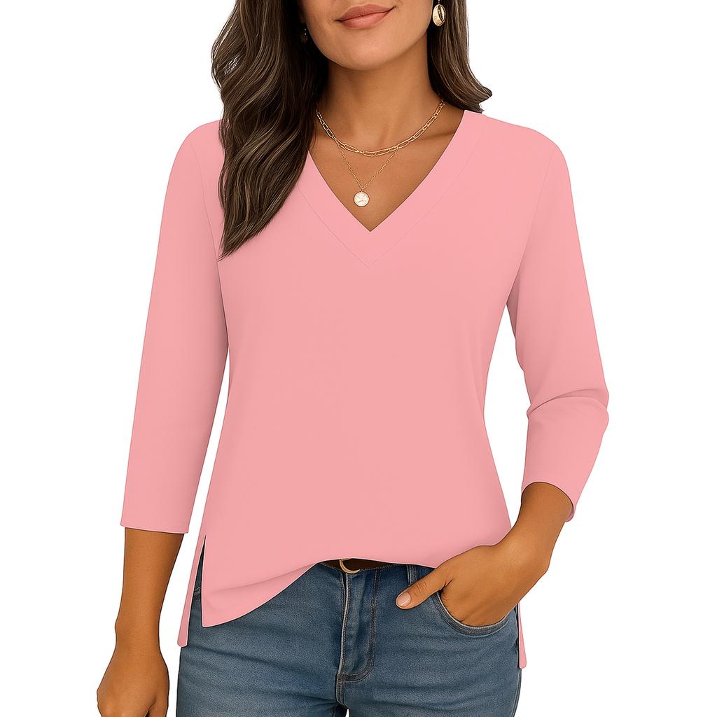 Women's Floral Print Casual 3/4 Sleeved T-Shirt Top