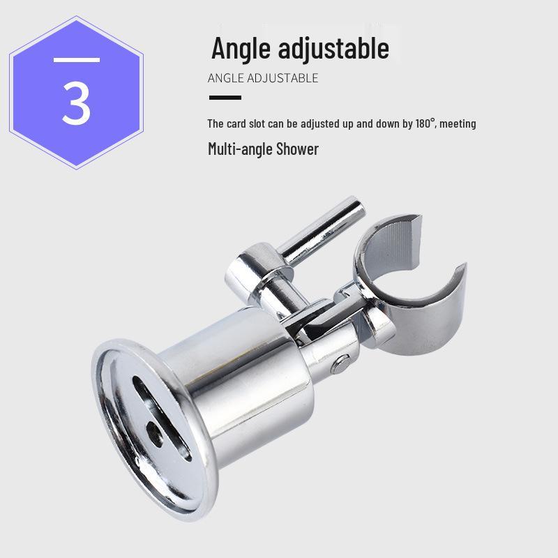 Adjustable No-Drill Zinc Alloy Electroplated Shower Head Holder with Round Base and Spray Gun Attachment