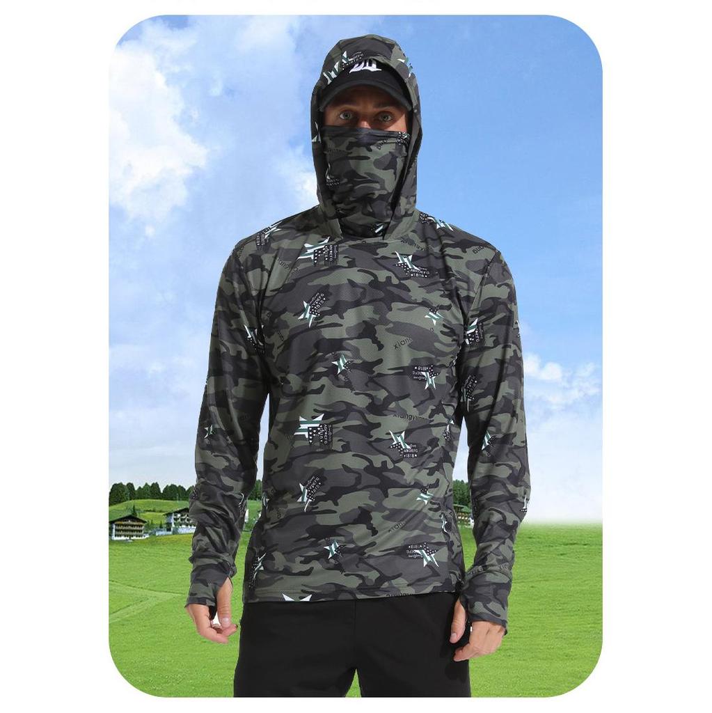 Sun Protection Camo Fishing Hoodie BRDFRL Men's Sun Protection