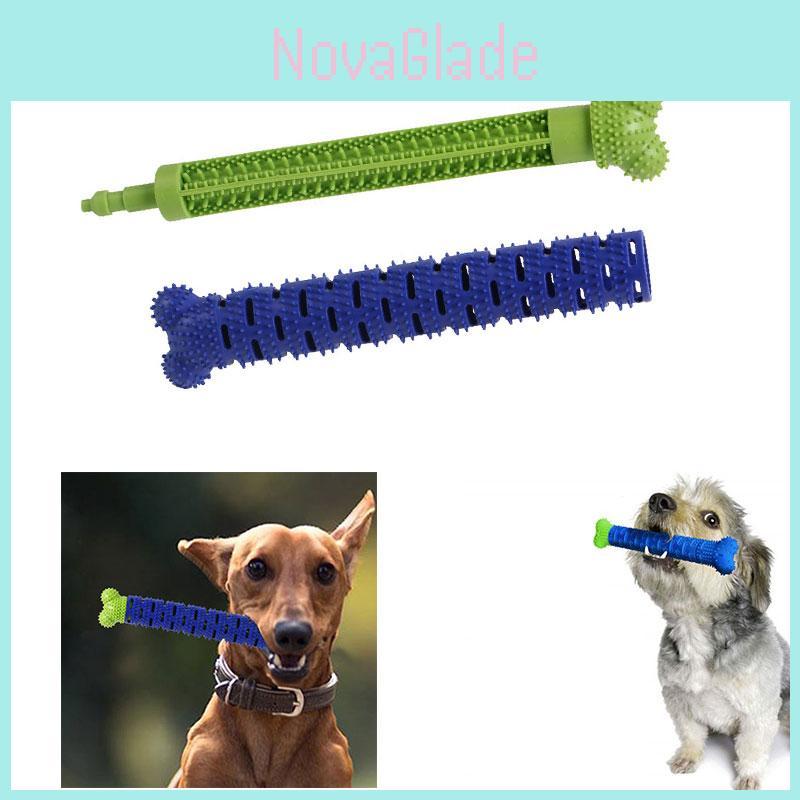 Silicone Dog Chew Toy Bone Interactive Teeth Cleaning Toy For Pet Durable And Noise-making Blue And Green