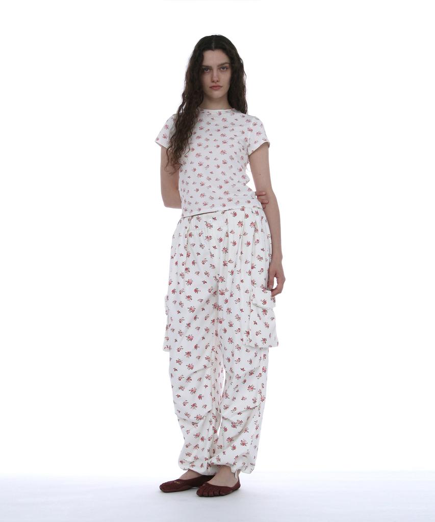 PARTIMENTO WOMEN Floral Print Short Sleeve Tee_White