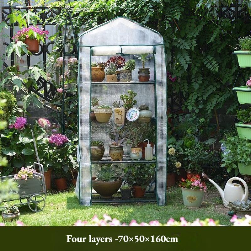 Lightweight and Portable Compact Outdoor Greenhouse with Sunshade and Rainproof Features for Balcony or Garden Use(Bracket Not Included.)