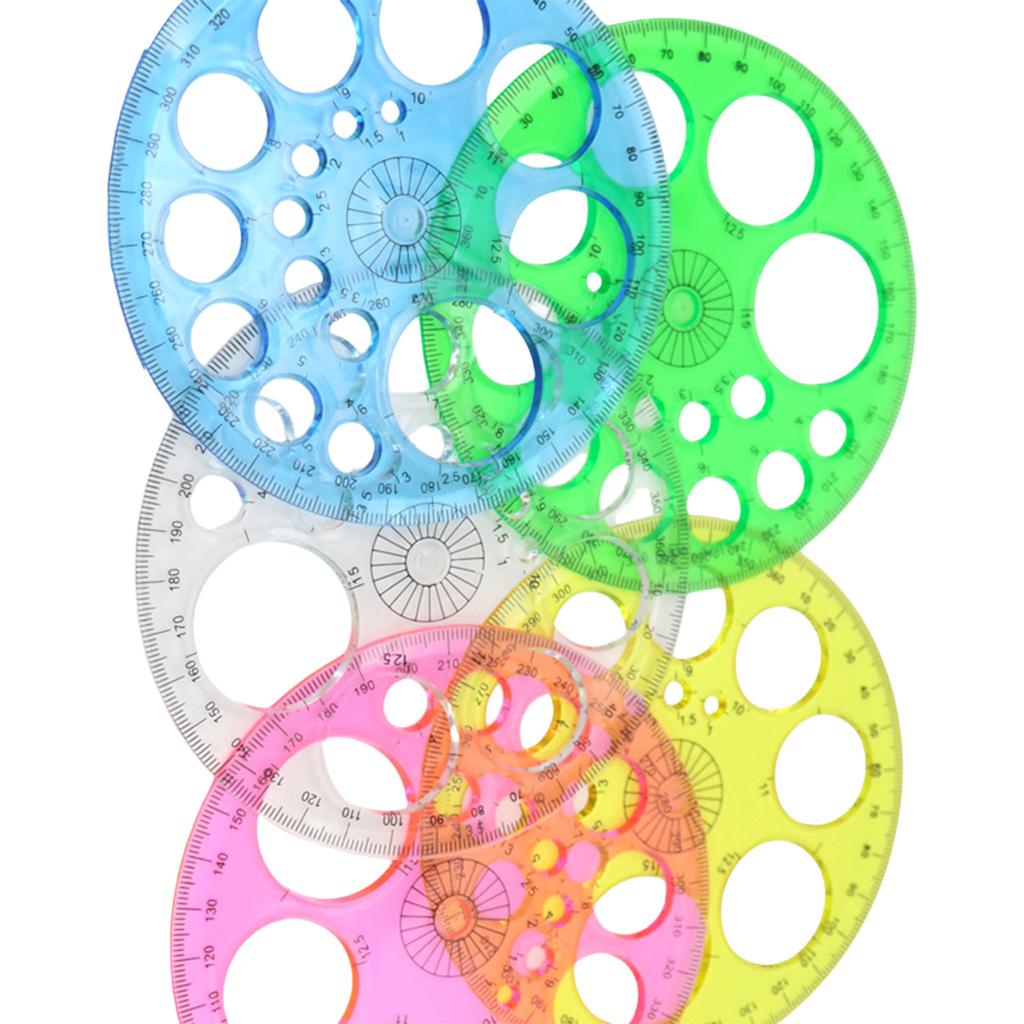 5 Pcs/Set Round Circle Template Circle Stencil Circle Ruler Circle Protractor Large and Small Circle Drawing Aid Tool
