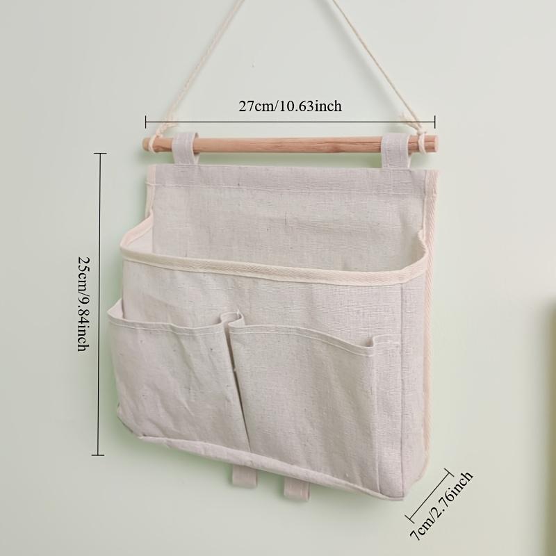 3Pcs Wall Hanging Storage Caddy Bags, Wall Hanging Organizer Bag With Hooks, Linen Cotton Fabric Hanging Wall Door Organizer