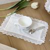 Korean Style Soft Flounced Lace Ruffle Placemats Non-Slip Dustproof Table Pads for Living Room Tea Table Decor