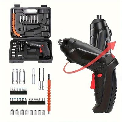 47Pcs Cordless Electric Screwdriver Kit, USB Rechargeable,lithium Battery, Multi-function with Accessories,compact and Portable, Suitable for Families