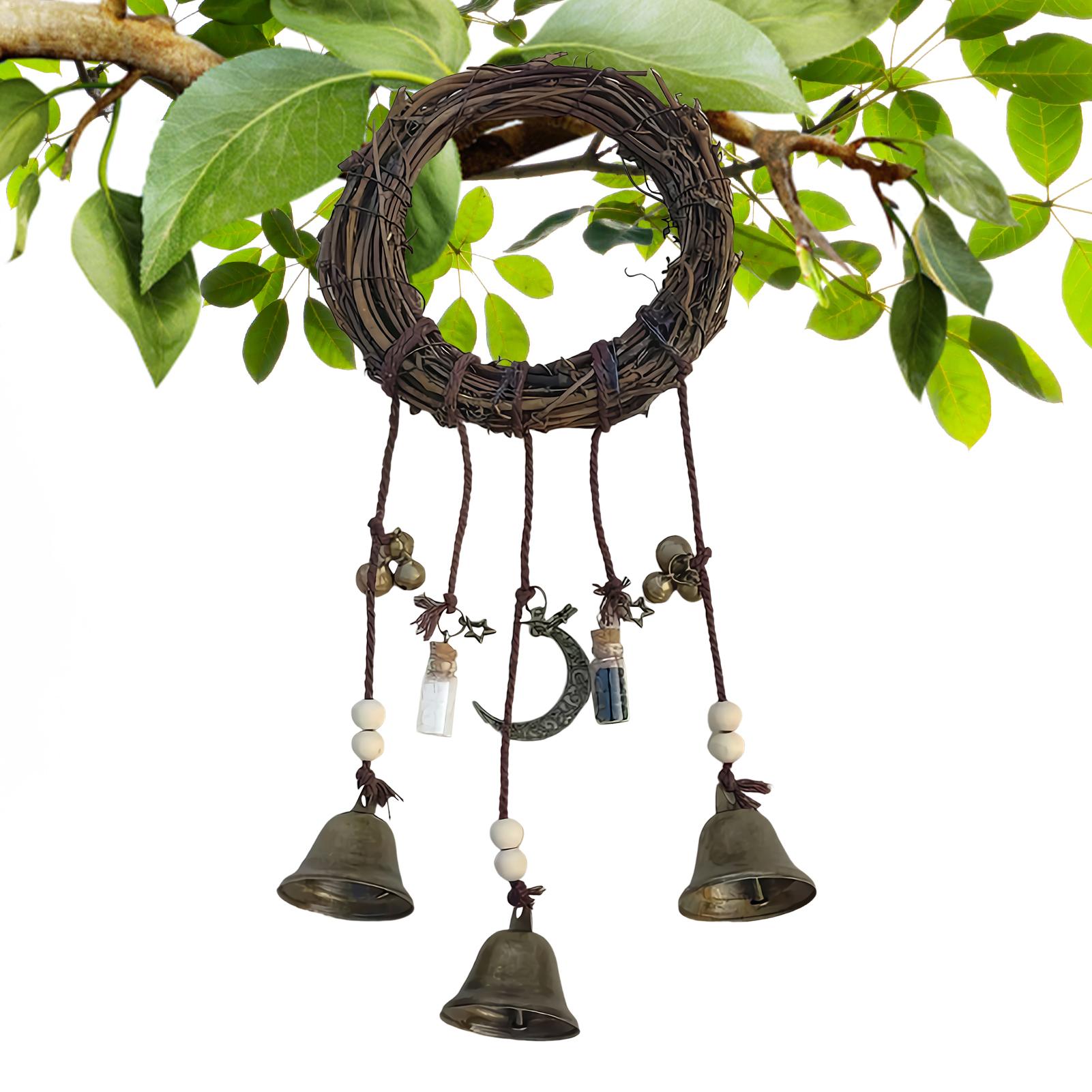 Witch bell hanging ornaments Handmade Witch Bell Weaving Wind Chime Door Hanging Vintage Witch Home Decor for Outdoor Halloween China Mainland