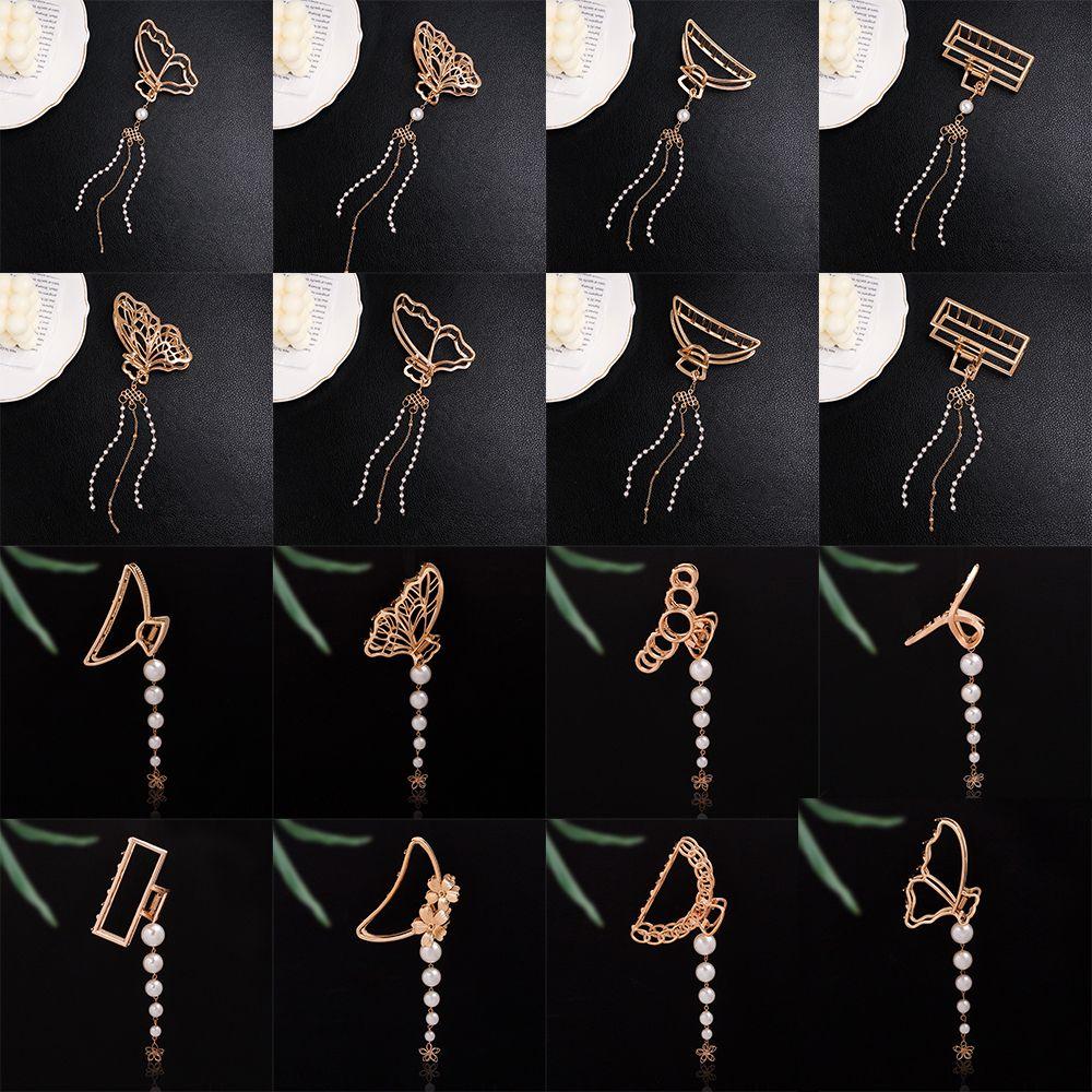 

Элегантная жемчужная кисточка, полые головные уборы, заколка для волос в форме бабочки, металлическая шпилька-коготь для волос, краб