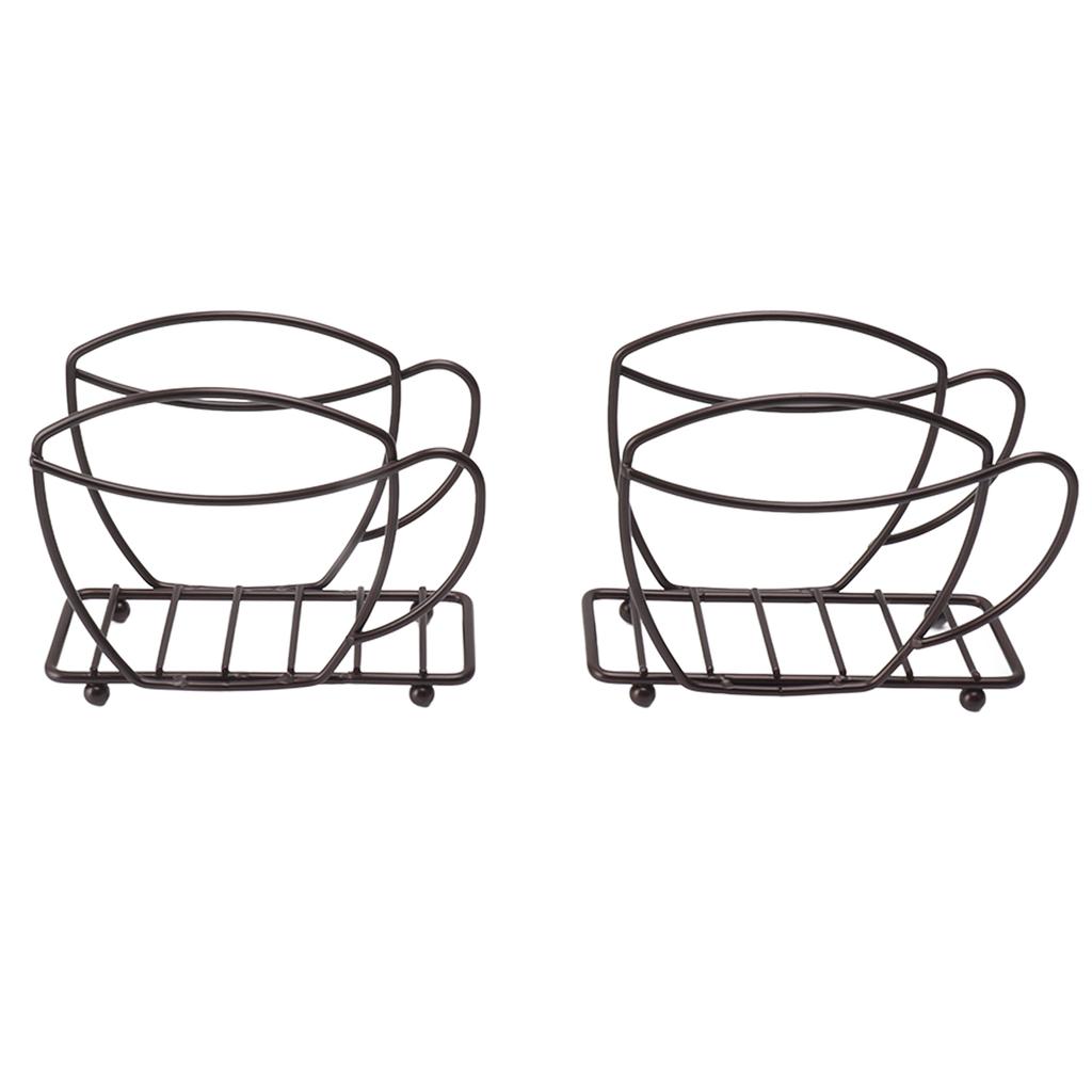 2 Stück Serviettenhalter Eisen Kaffeetassenform Freistehender Taschentuchspender Tisch-Serviettenhalter für