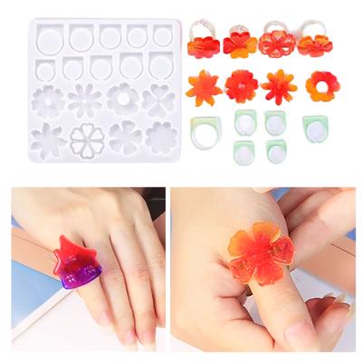Crystal Epoxy Resin Rings Silicone Mold Attractive Silicone Rings Adornment Molds for DIY Crystal Resin Rings Accessory