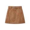 Korean Petite Women's Hip-Hugging A-Line High-Waisted Deerskin Velvet Skirt for Autumn/Winter