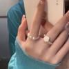 Early Spring Flower Ring Female Niche Design High Sense Sweet Versatile Handmade Beaded Two-piece Ring Set Female