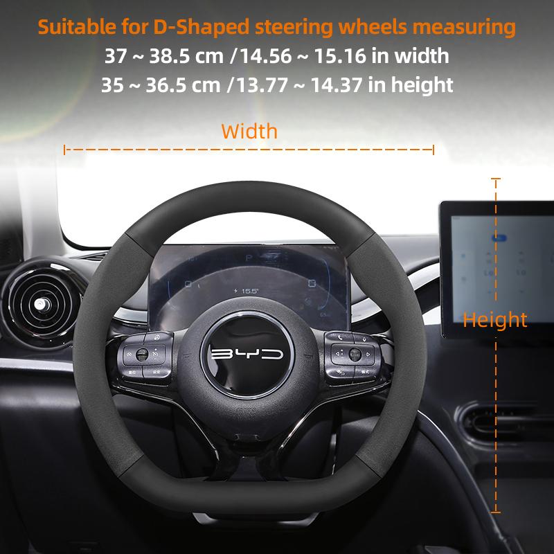 Suitable for Byd Suede Matte Carbon Fiber Texture Steering Wheel Cover Suitable for Dolphin Mini Seal Atto 3 King Shark 6 Song Pro Seagull F0 MM20
