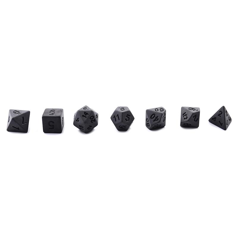 7Pcs/Set Black Dice Set  Personality Unprinted Polyhedron Cubes  Dice