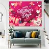 2D Romantic Mother's Day Backdrop Pink Heart and Flower Butterfly Decoration for Photo Booth