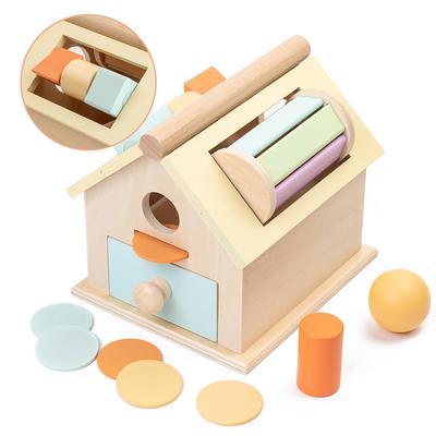 Giocattoli Montessori Giocattoli in Legno Scatola della Permanenza dell'Oggetto 5 in 1 Tamburo Rotante Arcobaleno Casa Giocattolo per Bambini in Età Prescolare Infila Palline Giocattolo per Bambini Classificatore di Forme