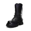 New thick heel Martin boots women's autumn and winter casual mid-tube boots women's round head versatile women's boots pleated art tide boots