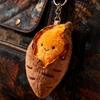Roasted Sweet Potato Plush Keychain Soft Stuffed Toy with Smiling Face Bag Charm for Backpack Purse Fun Gift for Friends Kids Autumn Winter Decor