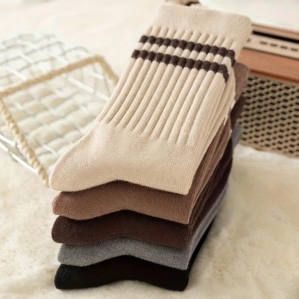 Xiaomi 15 pairs of unisex striped mid-calf athletic socks, fashionable and versatile for autumn and winter, breathable.
