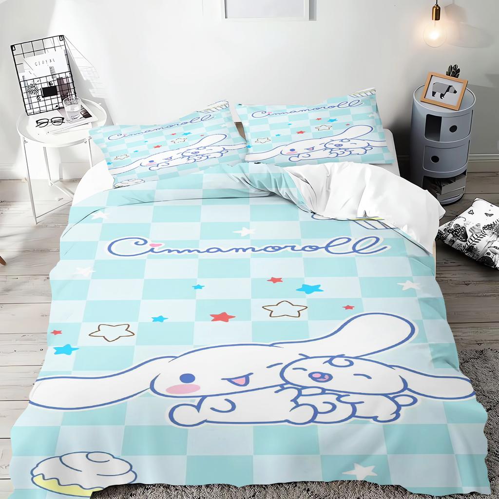 Sanrio Series Kuromi Duvet Bedding Set for Children King Size Luxury Cover 100% Polyester 3-Piece Christmas Gifts Home Decor