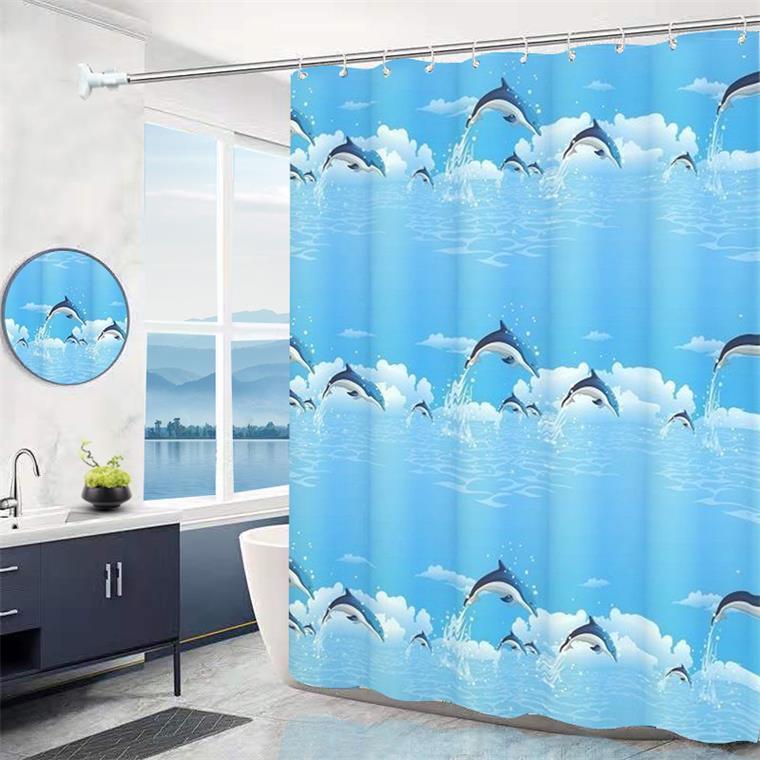 Waterproof PEVA Bathroom Shower Curtain Set with No-Drill Rod