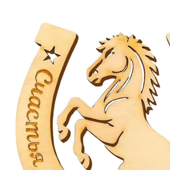 1/2/3Pcs 2026 Year of The Horse Fridge Magnet Rustic Wooden Auspicious Horseshoe Fridge Magnet Chinese New Year Home Office Kitchen Decoration
