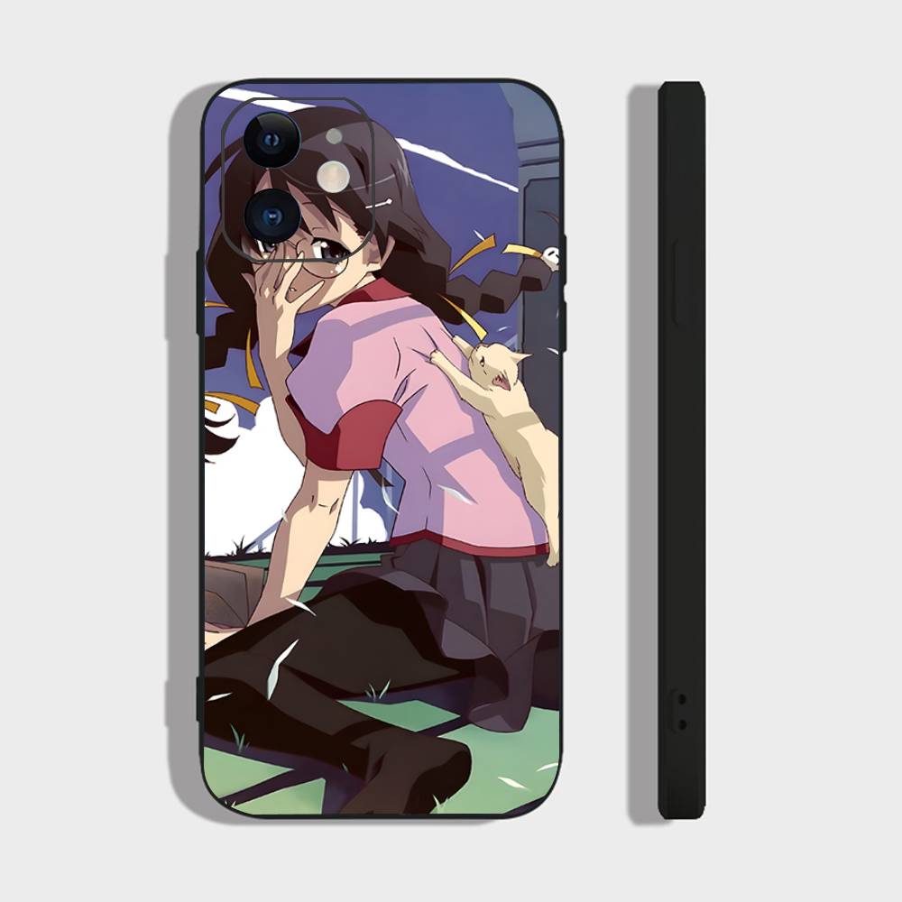 Senjougahara Hitagi Anime Monogatari Series Phone Case For IPhone 17 Air 16 15 14 13 Pro Max 11 12 Black Silicone Cover