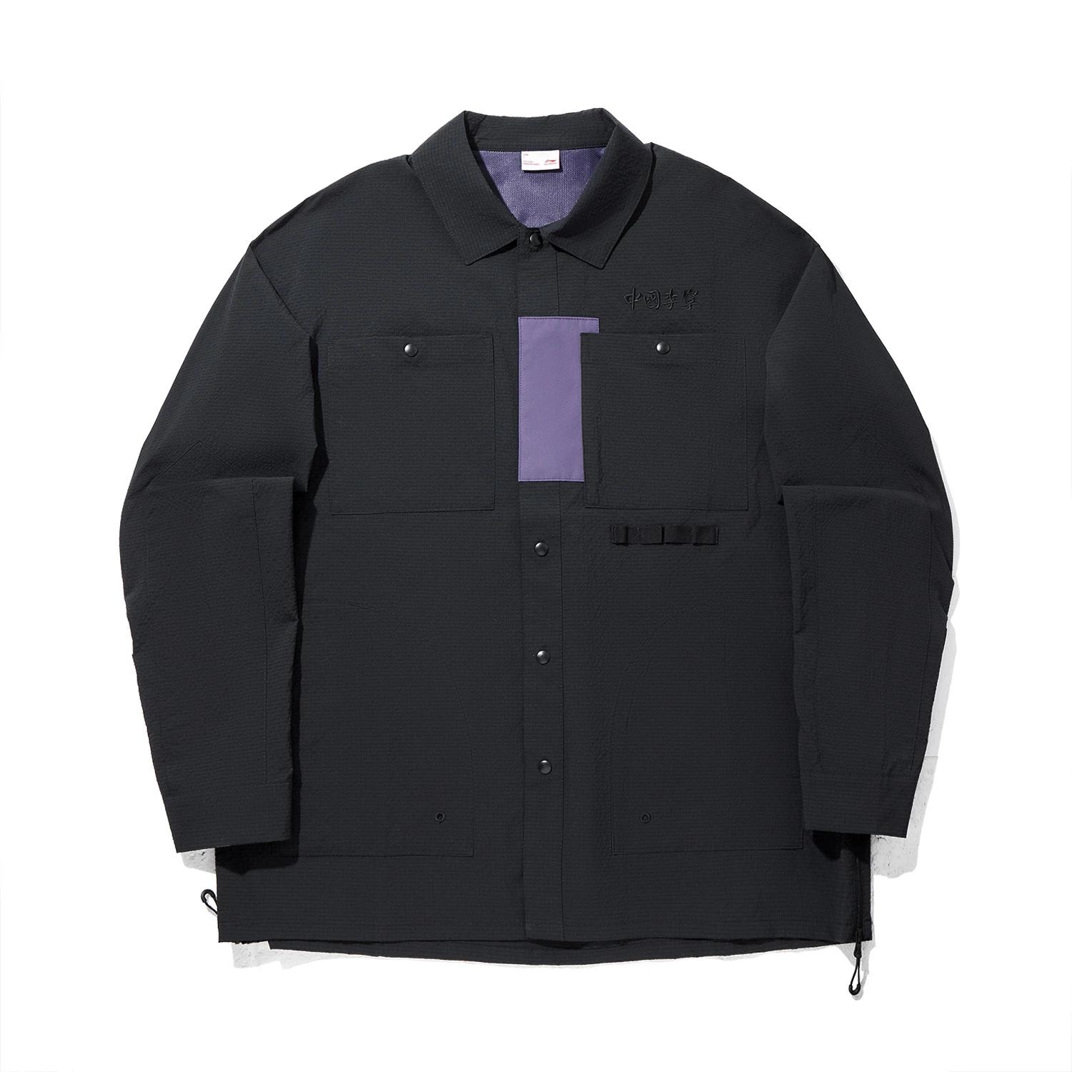 Li Ning Shirts Men s Black Lapel Moderate Shirt ASHV255-1 L