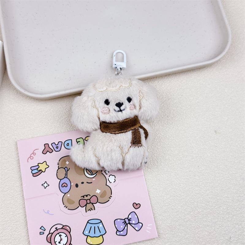 Adorable Dog Scarf Plush Keychain - Backpack Accessory, Doll Figure, Brooch
