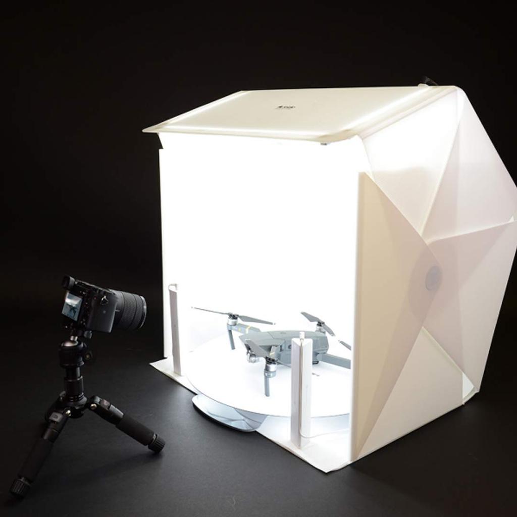 Foldio3 Komplettset 60 cm tragbare Fotostudio-Lichtbox mit 360-Grad-Smart-Drehteller und Erweiterungskit ORANGEMONKIE erstes Fotostudio